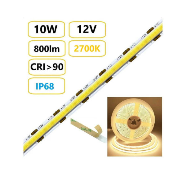 COB LED juosta pirčiai 10W 5 m 24V