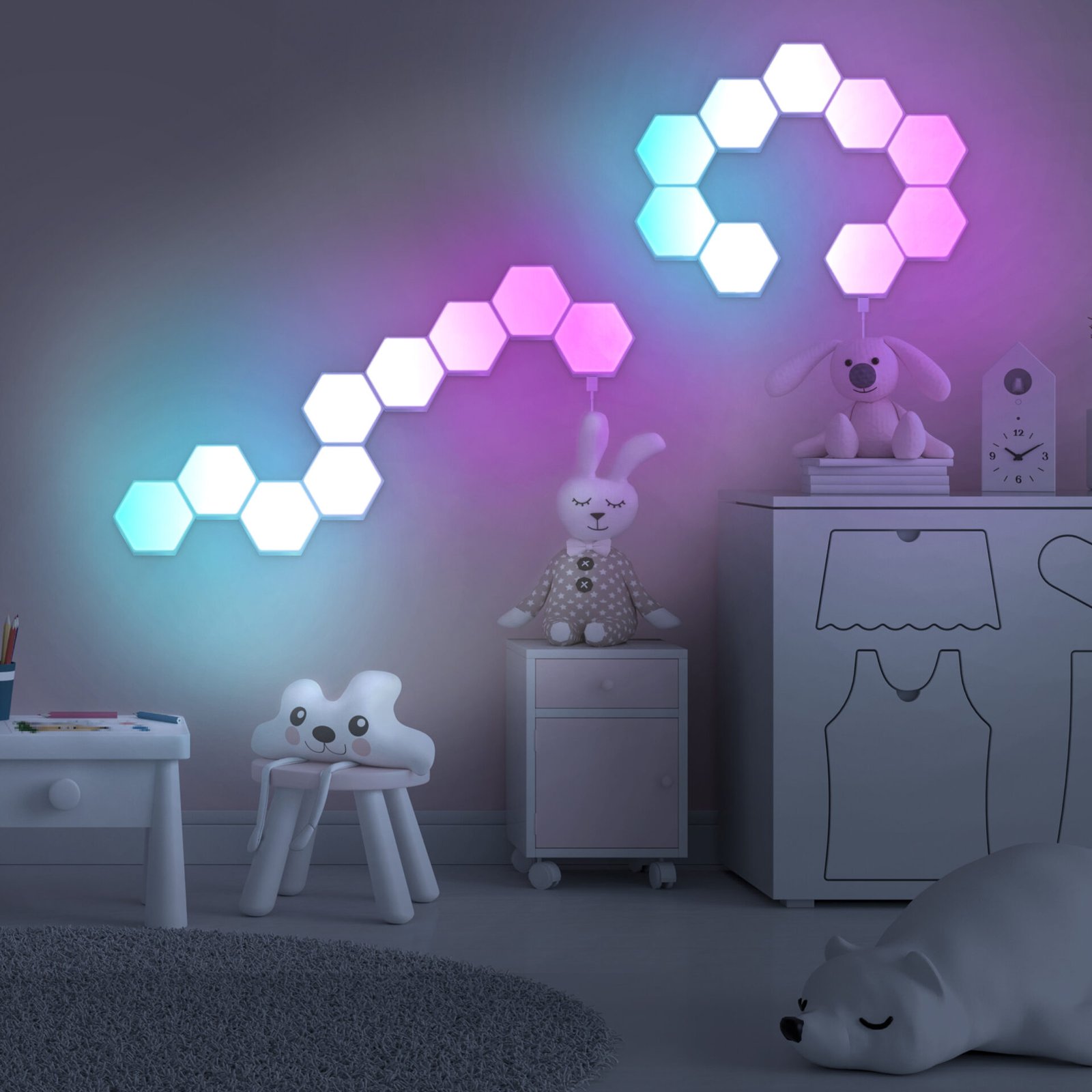 LED dekoratyvinis šviestuvas MAYA RGBW 9 kubeliai su RF nuotolinio valdymo pulteliu