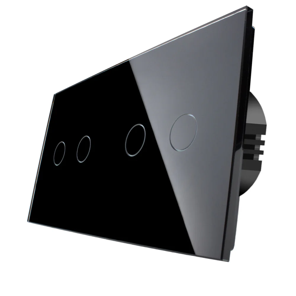 Two gang, two gang touch switch (black, glass)