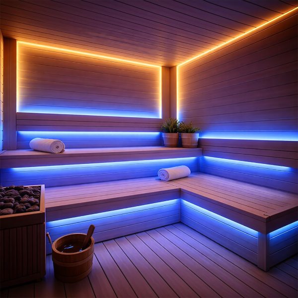 COB RGBWW 24V 10W/m SAUNA LED juosta 5 metrai