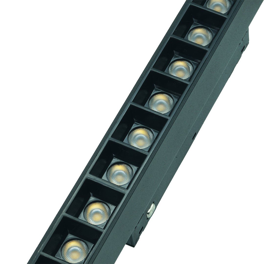 Juodas magnetinis šviestuvas LENTI XS 6W CCT, 48 V