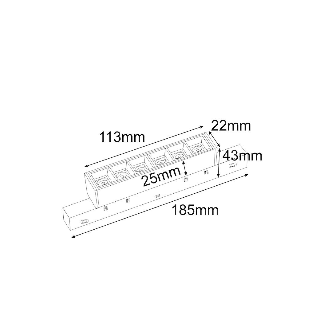 Juodas magnetinis šviestuvas LENTI XS 6W CCT, 48 V